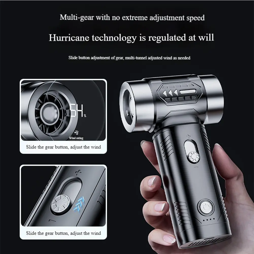 Mini Violent Turbo Fan 100000RPM High Speed Supercharged Hurricane Turbine Fan 4500Pa Turbo Violent Fan for Outdoor Camping