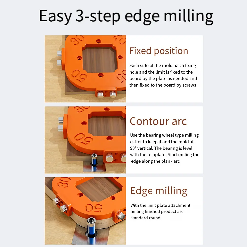 Arc Angle Corner Template R10-R25/R30-R50 Router Arcs Angle Positioning Template Arc Cutting Auxiliary Tool Woodworking Tool