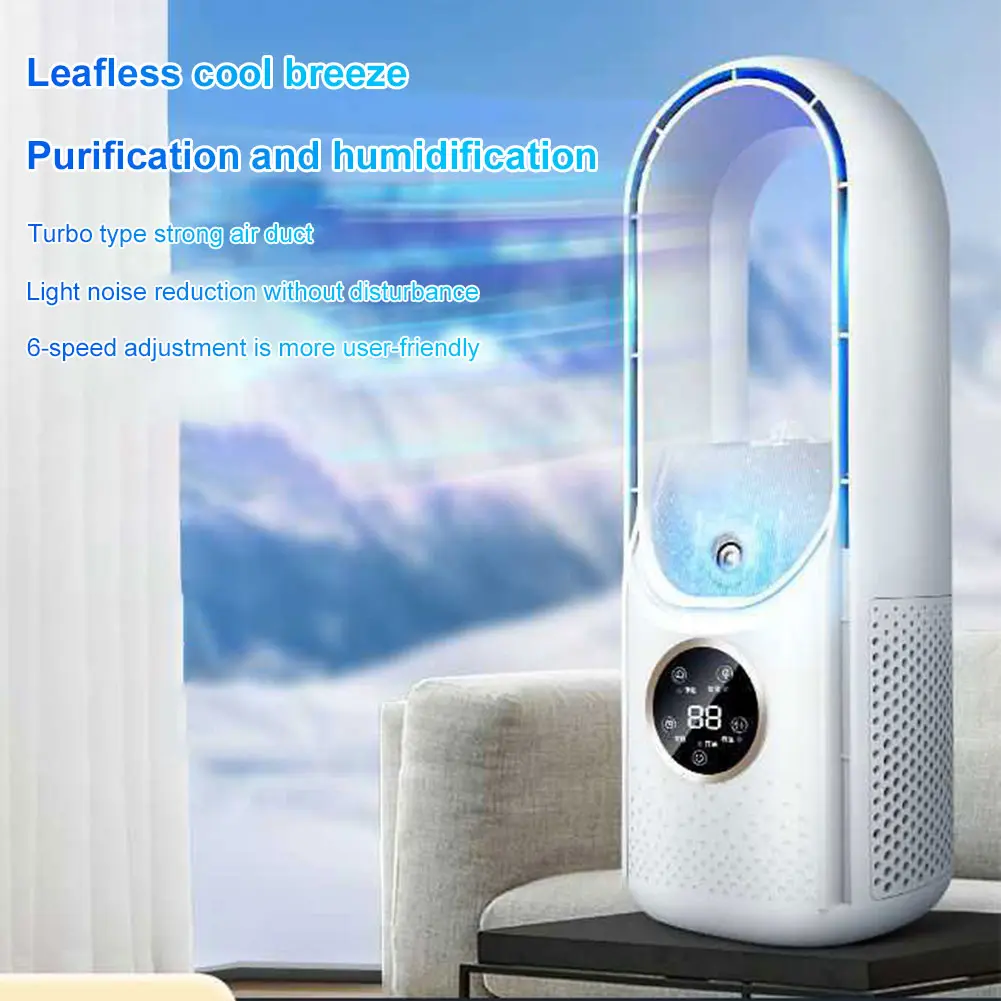 New Air Cooler Humidification Cooling USB Silent Timed Air Conditioning Fan Colorful Lights Night Light Led Screen 6 Wind Speed