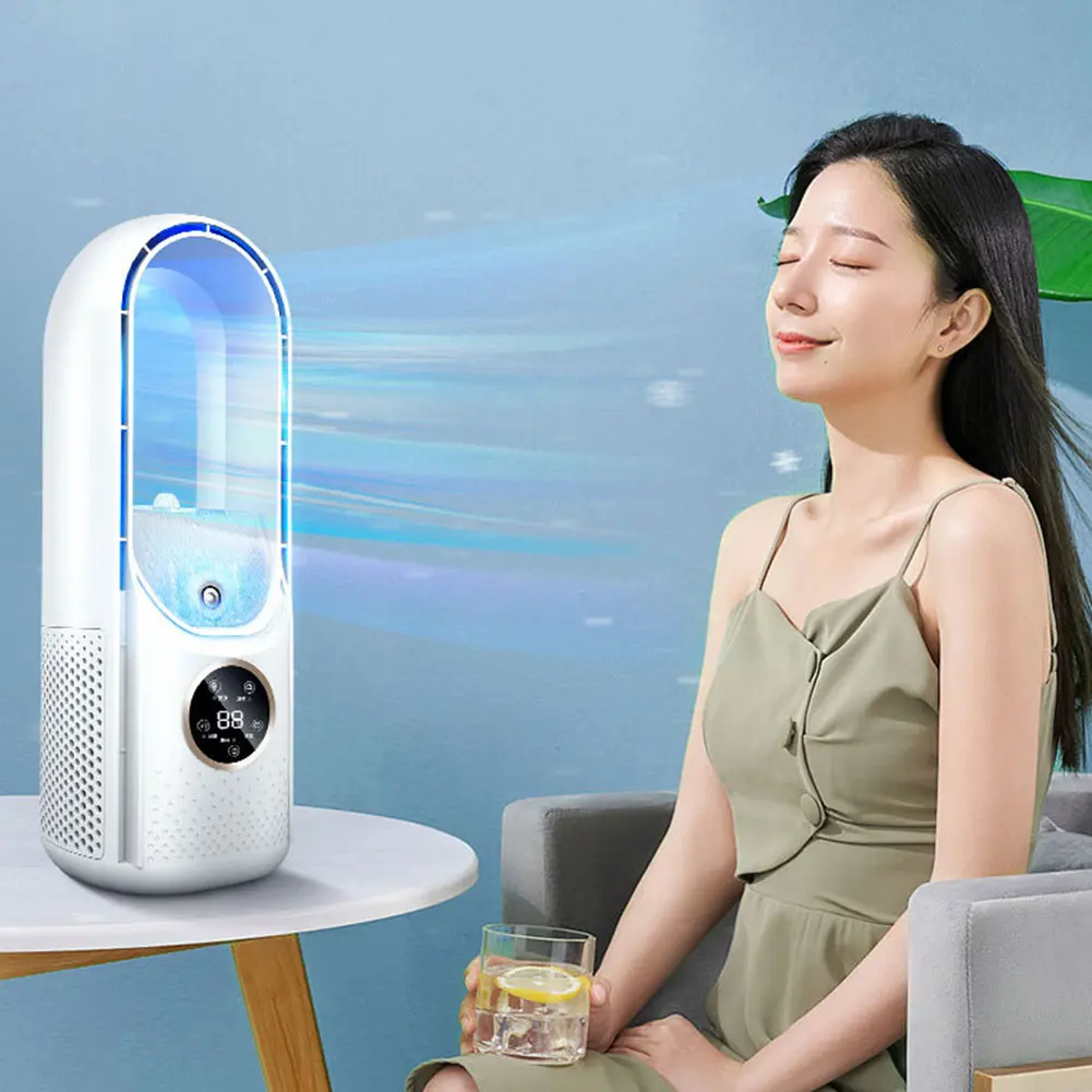 New Air Cooler Humidification Cooling USB Silent Timed Air Conditioning Fan Colorful Lights Night Light Led Screen 6 Wind Speed
