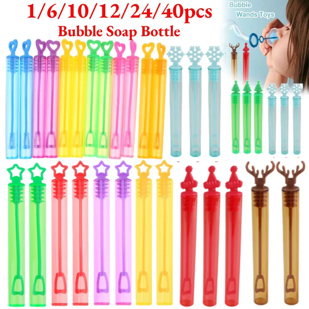 1-40pcs Colorful Bubble Soap Bottle Star Love Heart Wand Tube Bubble Soap Bottle Wedding Gifts Birthday Party Decor