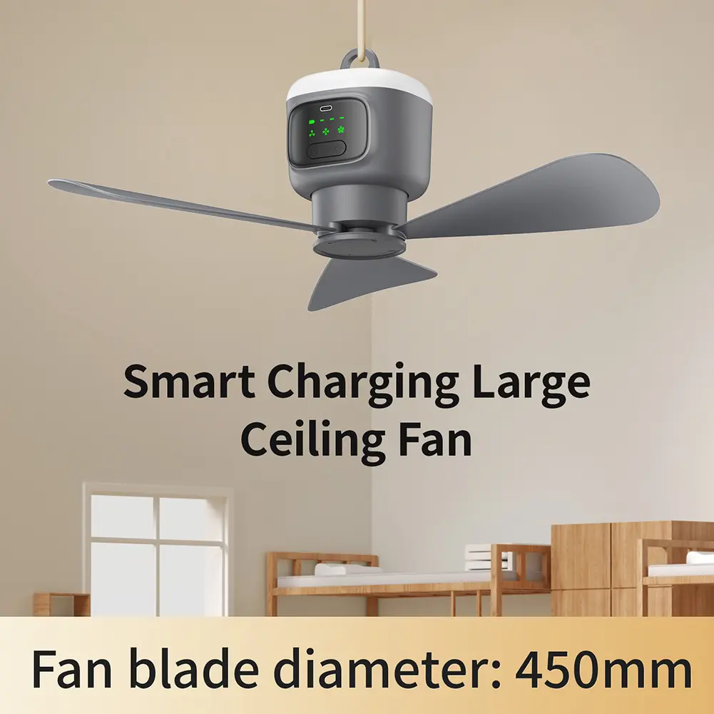 12000mAh Camping Ceiling Fan Portable Tent Air Circulator Cooler Wireless Rechargeable Electric Fans Remote Control LED Light