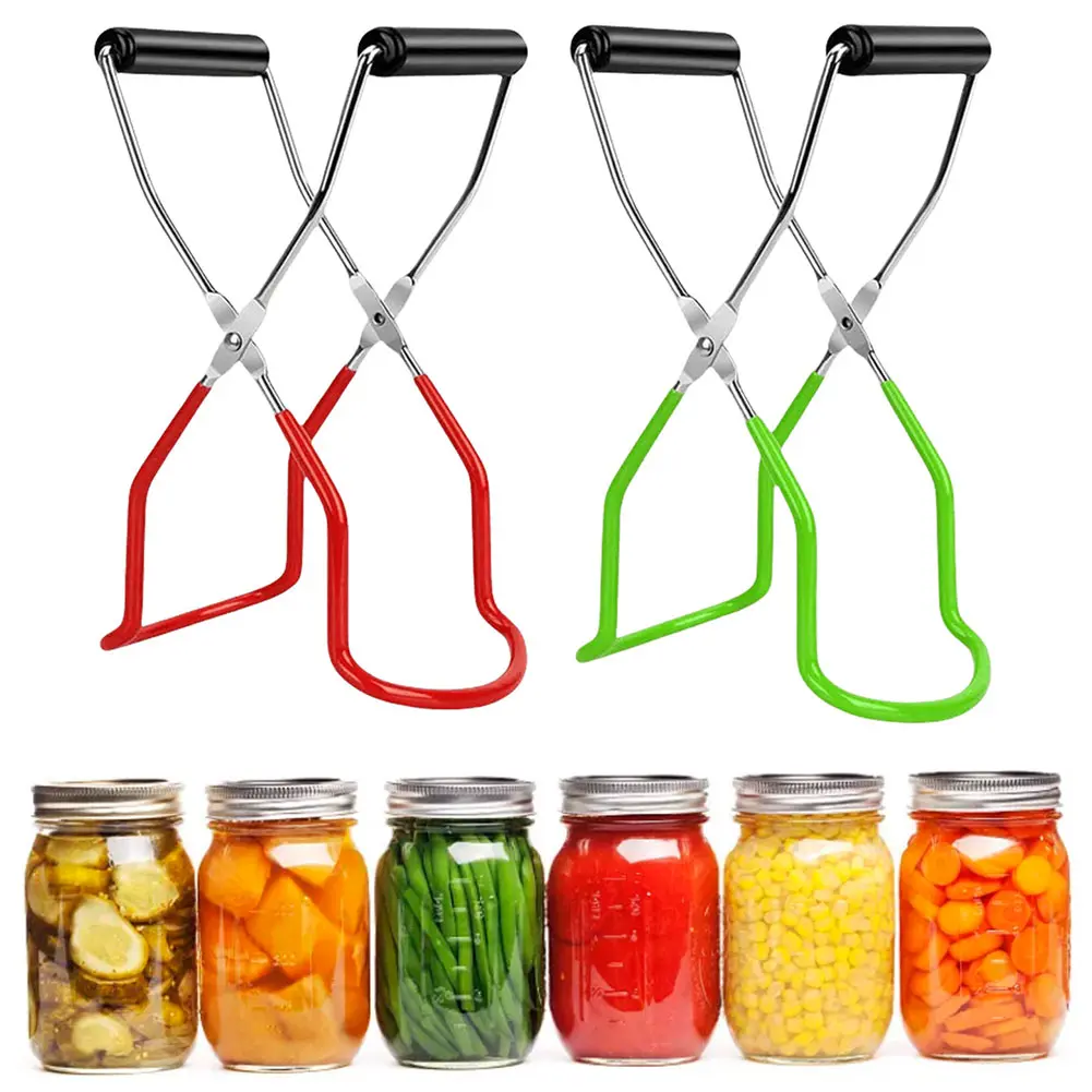 Canning Jar Lifter with Grip Handle Canning Gripping Tongs Stainless Steel Can Lifter Tongs Heat Resistance for Safe Secure Grip