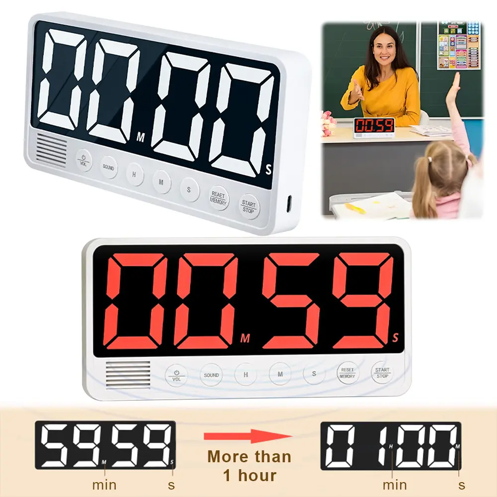 Kitchen Timer USB Rechargeable Digital Timer LED Display Count UP/Down Timer Multi-Function Gym Workout Timer for Home Gym