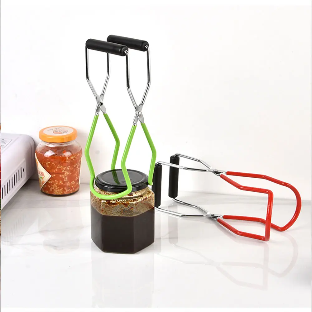 Canning Jar Lifter with Grip Handle Canning Gripping Tongs Stainless Steel Can Lifter Tongs Heat Resistance for Safe Secure Grip