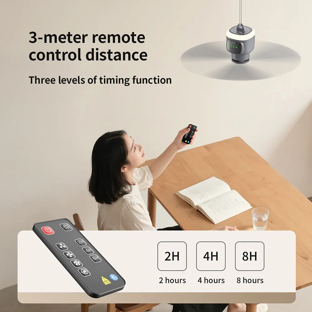 12000mAh Camping Ceiling Fan Portable Tent Air Circulator Cooler Wireless Rechargeable Electric Fans Remote Control LED Light