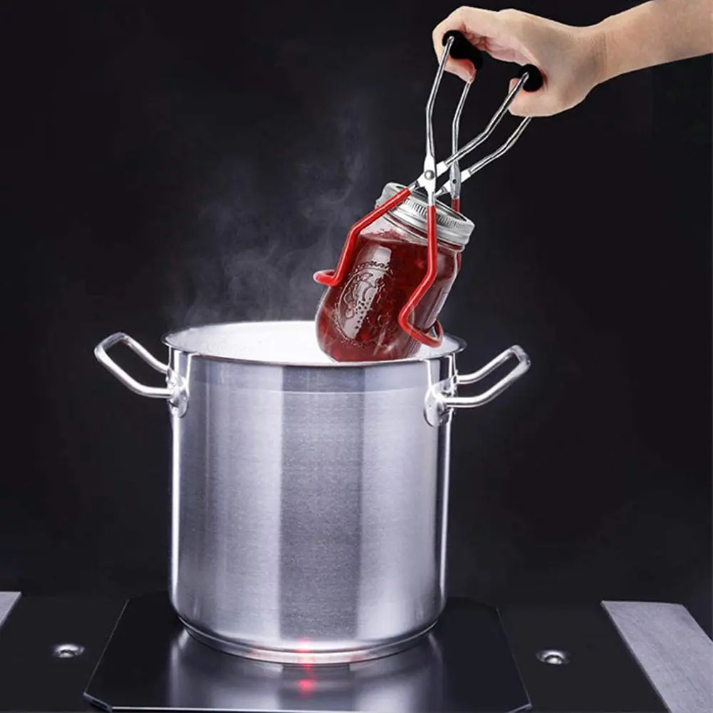 Canning Jar Lifter with Grip Handle Canning Gripping Tongs Stainless Steel Can Lifter Tongs Heat Resistance for Safe Secure Grip