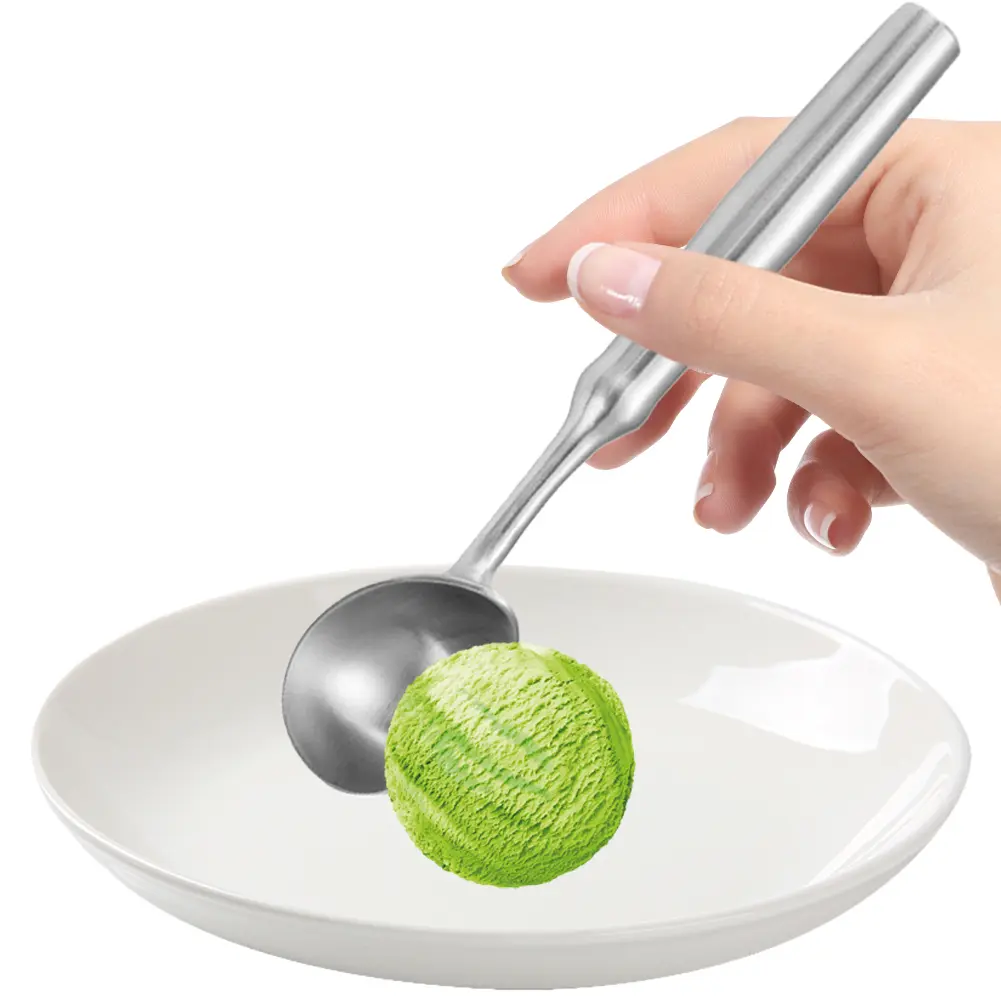 Stainless Steel Ice Cream Scoop Non Stick Cookie Spoon Multifunctional Cookie Dough Scoop One-Piece Design for Watermelon Fruits