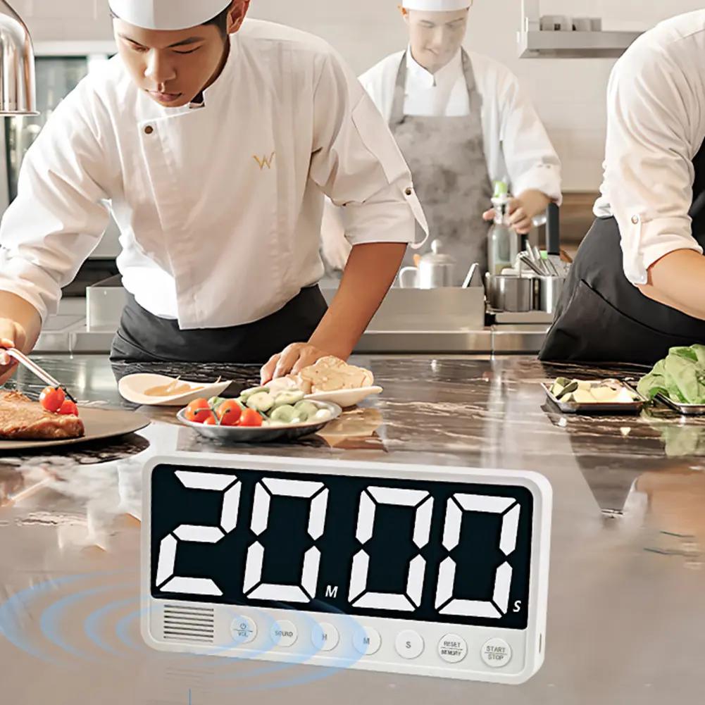 Kitchen Timer USB Rechargeable Digital Timer LED Display Count UP/Down Timer Multi-Function Gym Workout Timer for Home Gym
