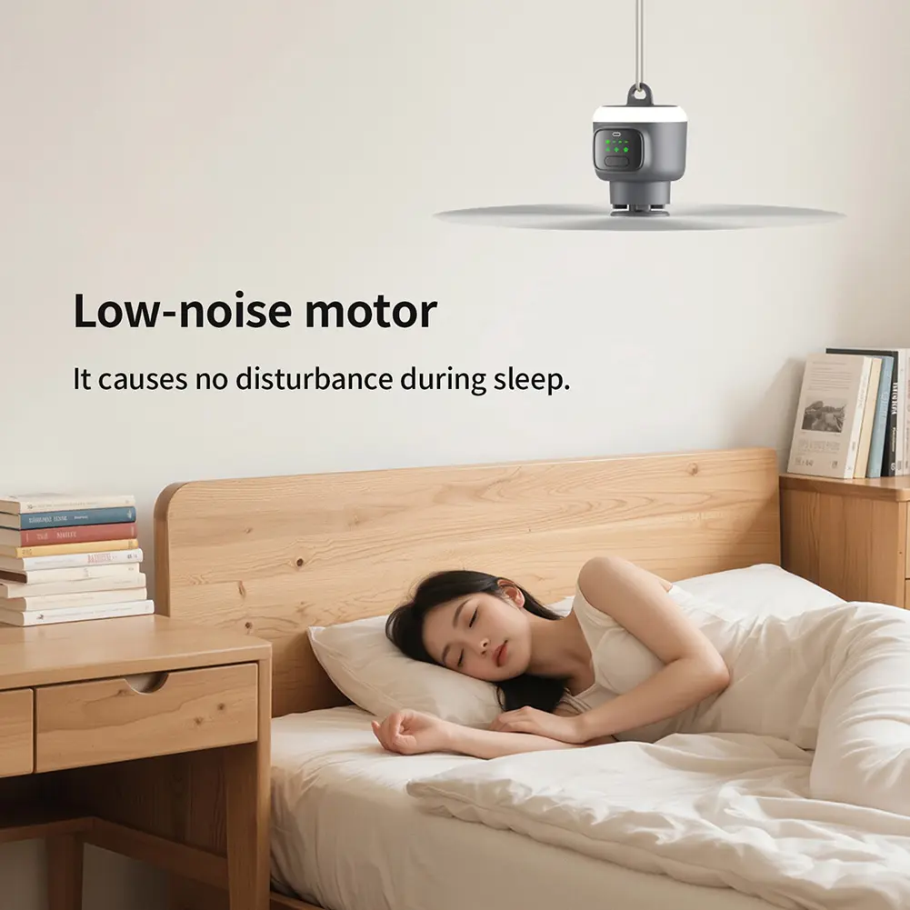 12000mAh Camping Ceiling Fan Portable Tent Air Circulator Cooler Wireless Rechargeable Electric Fans Remote Control LED Light