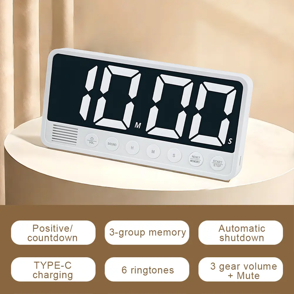 Kitchen Timer USB Rechargeable Digital Timer LED Display Count UP/Down Timer Multi-Function Gym Workout Timer for Home Gym