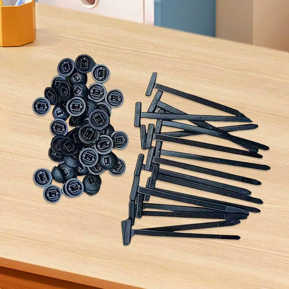 Self-Locking Nylon Zip Ties Holder with Pin & Button Design Plastic Cable Ties Fasteners Multipurpose for Car Daily Auto Fixing