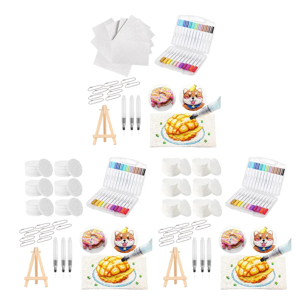 3D Drawing Magic Canvas Sponge with Watercolor Brush Marker Pen Magic Painting Paper 3D Blank Painting Paper DIY Art Kits