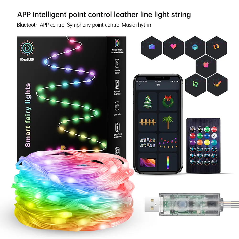 5-20M RGB LED Strip Light Infrared APP Control Xmas Ornament Christmas Tree Fairy Lights New Year Christmas Decor For Home 2022