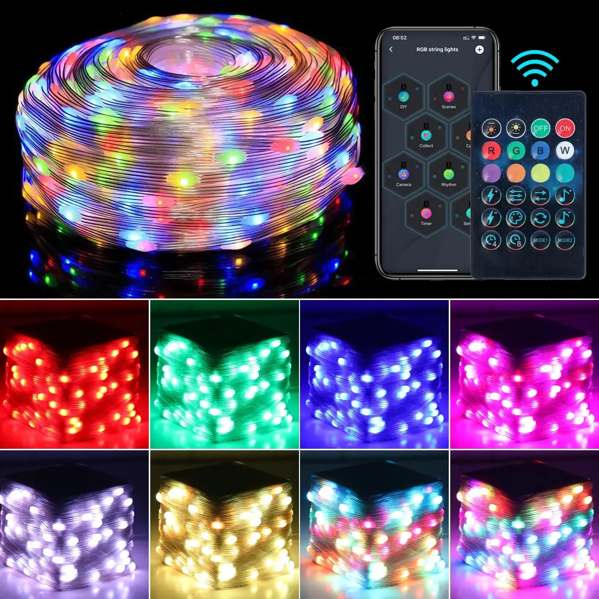 5-20M RGB LED Strip Light Infrared APP Control Xmas Ornament Christmas Tree Fairy Lights New Year Christmas Decor For Home 2022