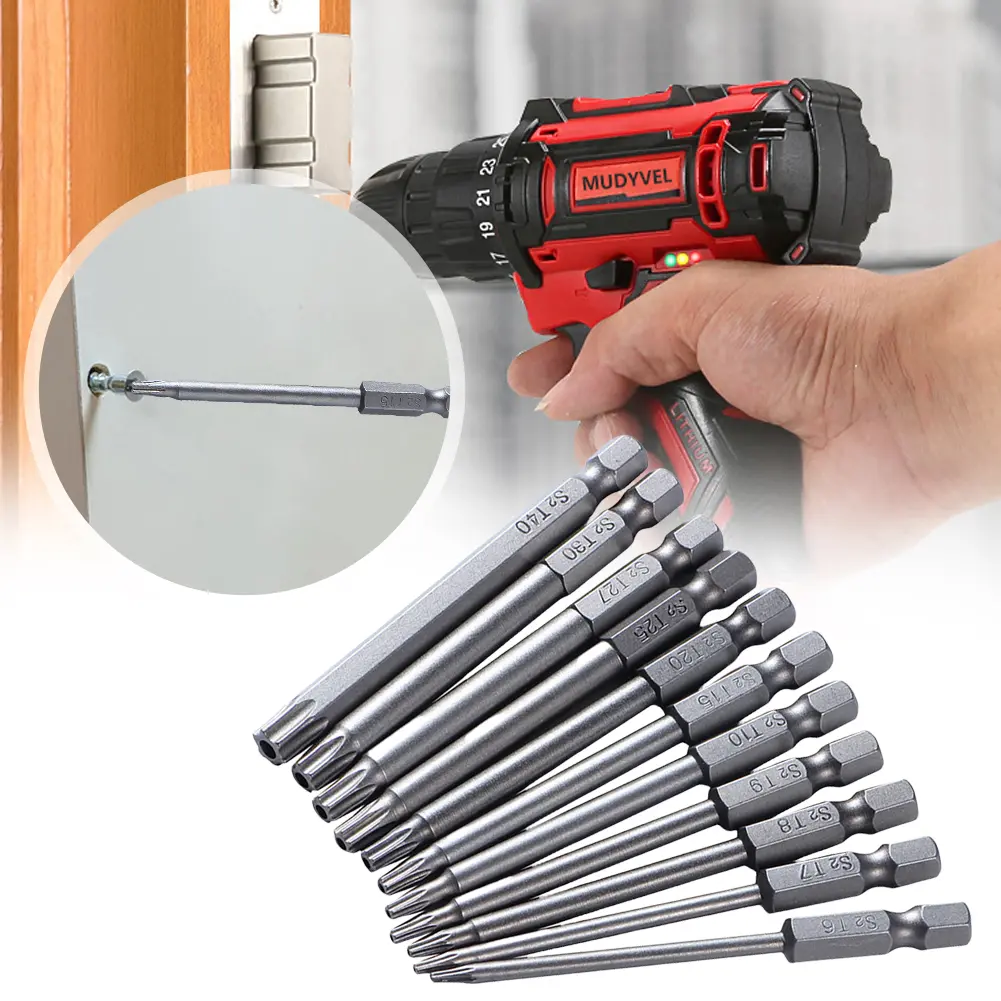 11 PCS Torx Security Bit Set Magnetic Security Screwdriver Set 1/4 Inch Hex Shank Torx Screwdriver Bits Set Screwdriver Head
