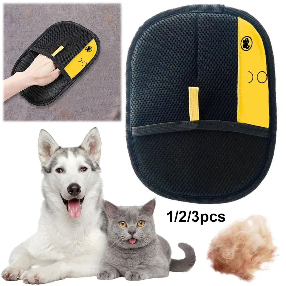 1-3PCS Pet Grooming Gloves Cats Hair Brush Pet Removal Gloves Dual Brush Static-Free Cat Cleaning Tool Hair Stripping Hair Mitt
