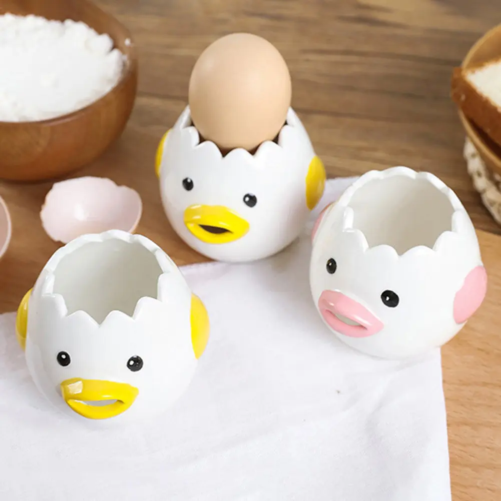 Cute Chicken Ceramic Egg Separator Reusable Egg White Separator Creative Egg Yolk Separator for Friend Family Birthday Gift