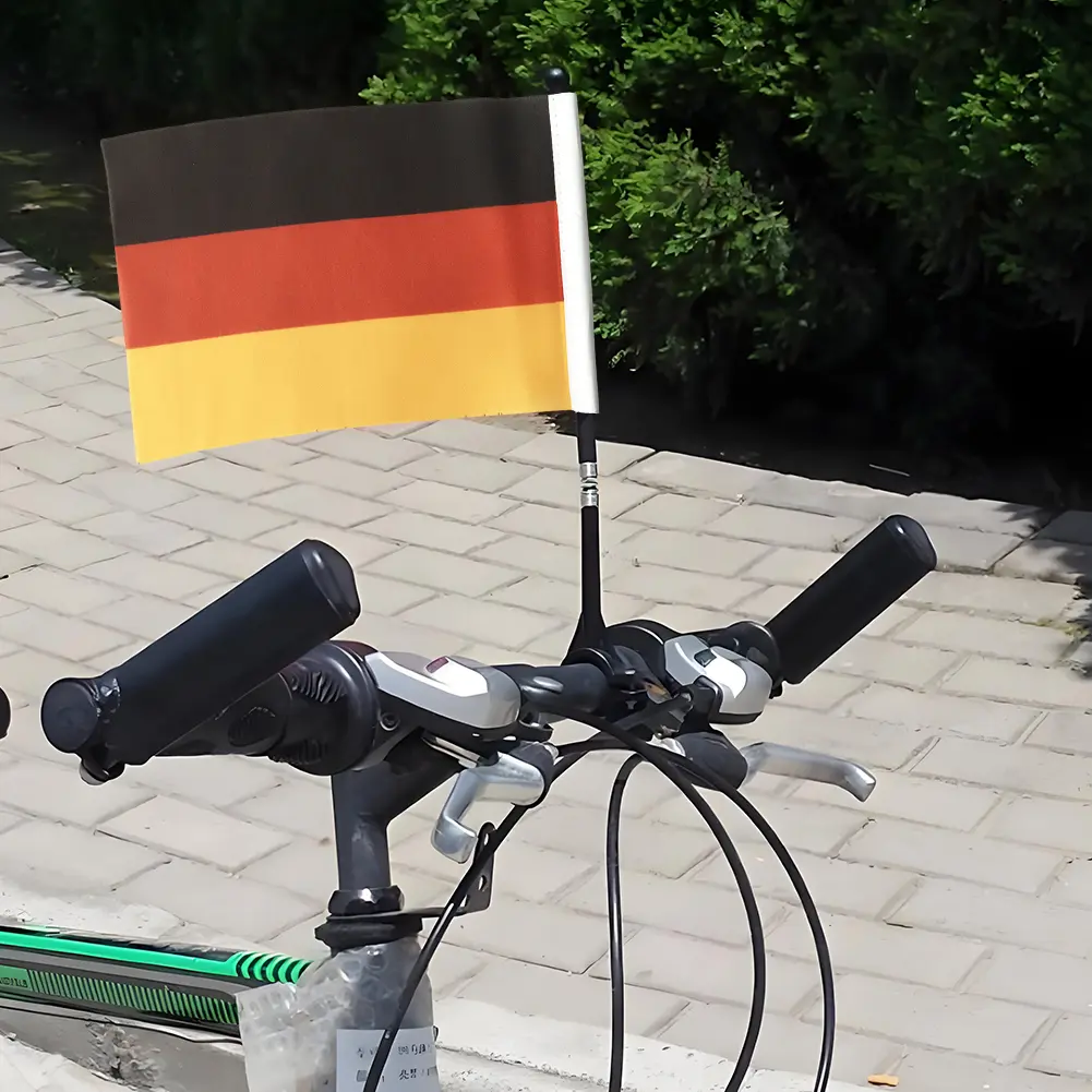 Motorbike German National Flag Banner Polyester Bicycle Square Handlebar Flag 14x21cm German Mini Flag for Bicycle MTB Road Bike