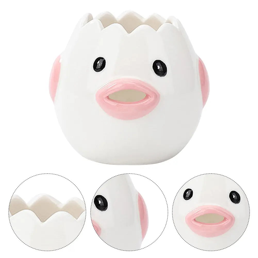 Cute Chicken Ceramic Egg Separator Reusable Egg White Separator Creative Egg Yolk Separator for Friend Family Birthday Gift