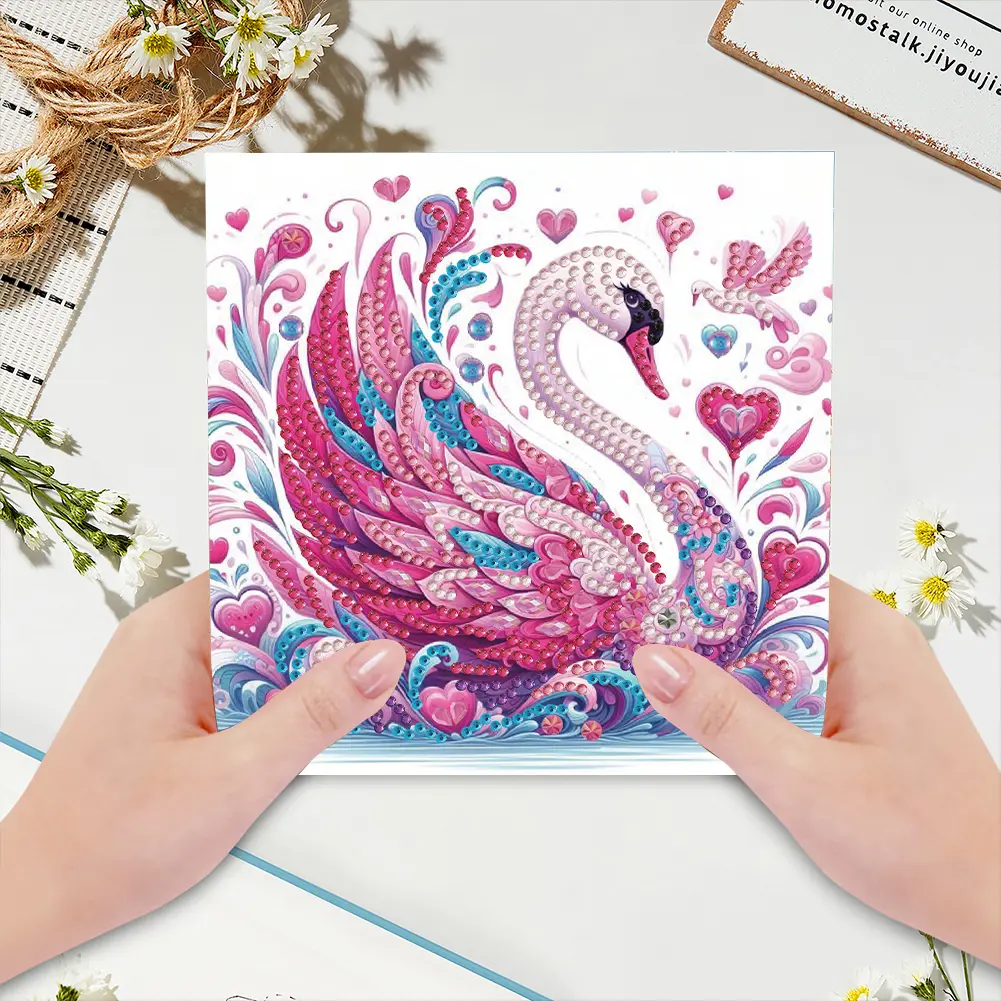 6Pcs Animals Rhinestone Painting Card Kit Diamond Daily Wish Card Diamond Painting Greeting Card for Holiday Party Favors