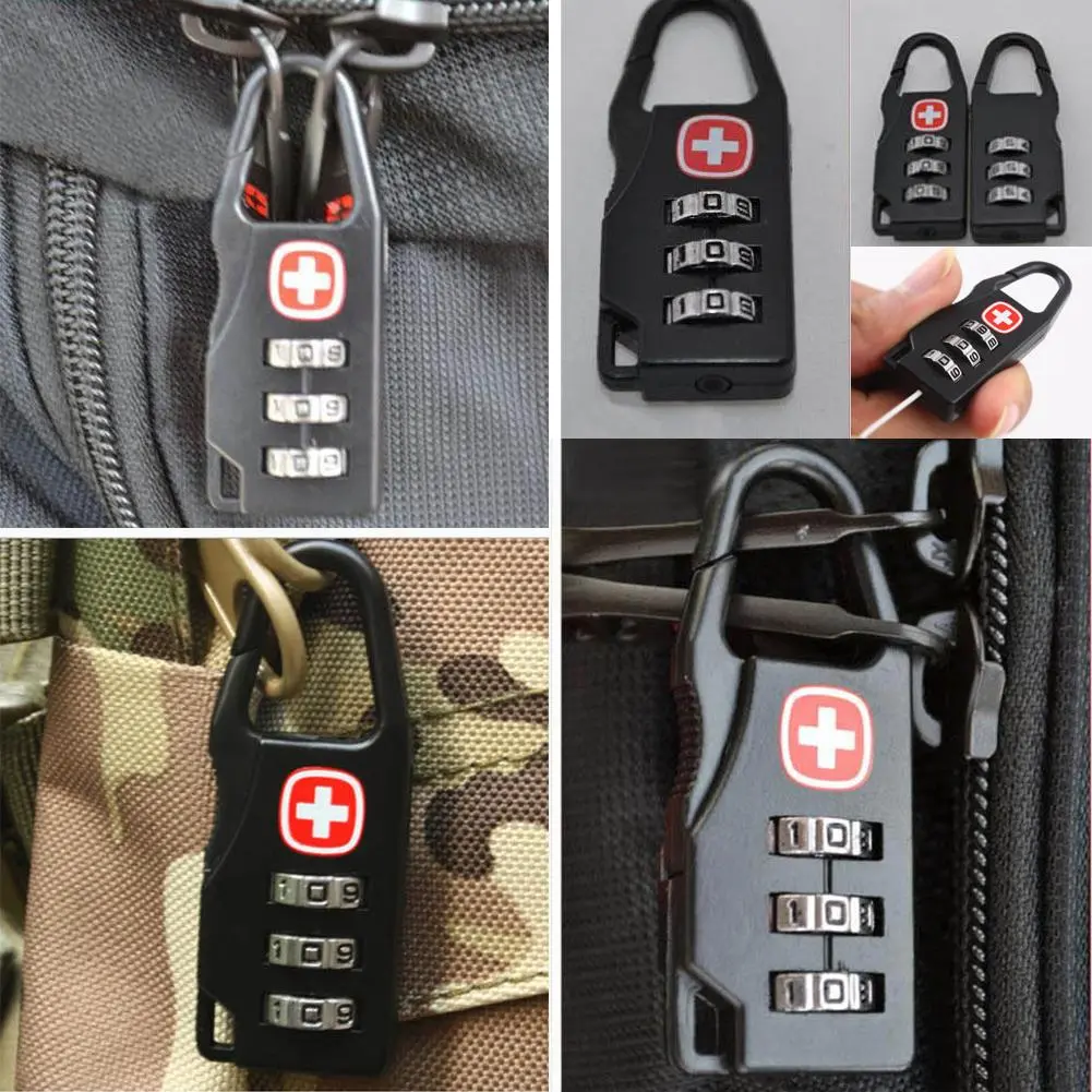 1-10PCS Portable Alloy Lock Handbag Padlock Outdoor Travel Luggage Zipper Backpack Safe Anti-theft Combination Code Number Lock
