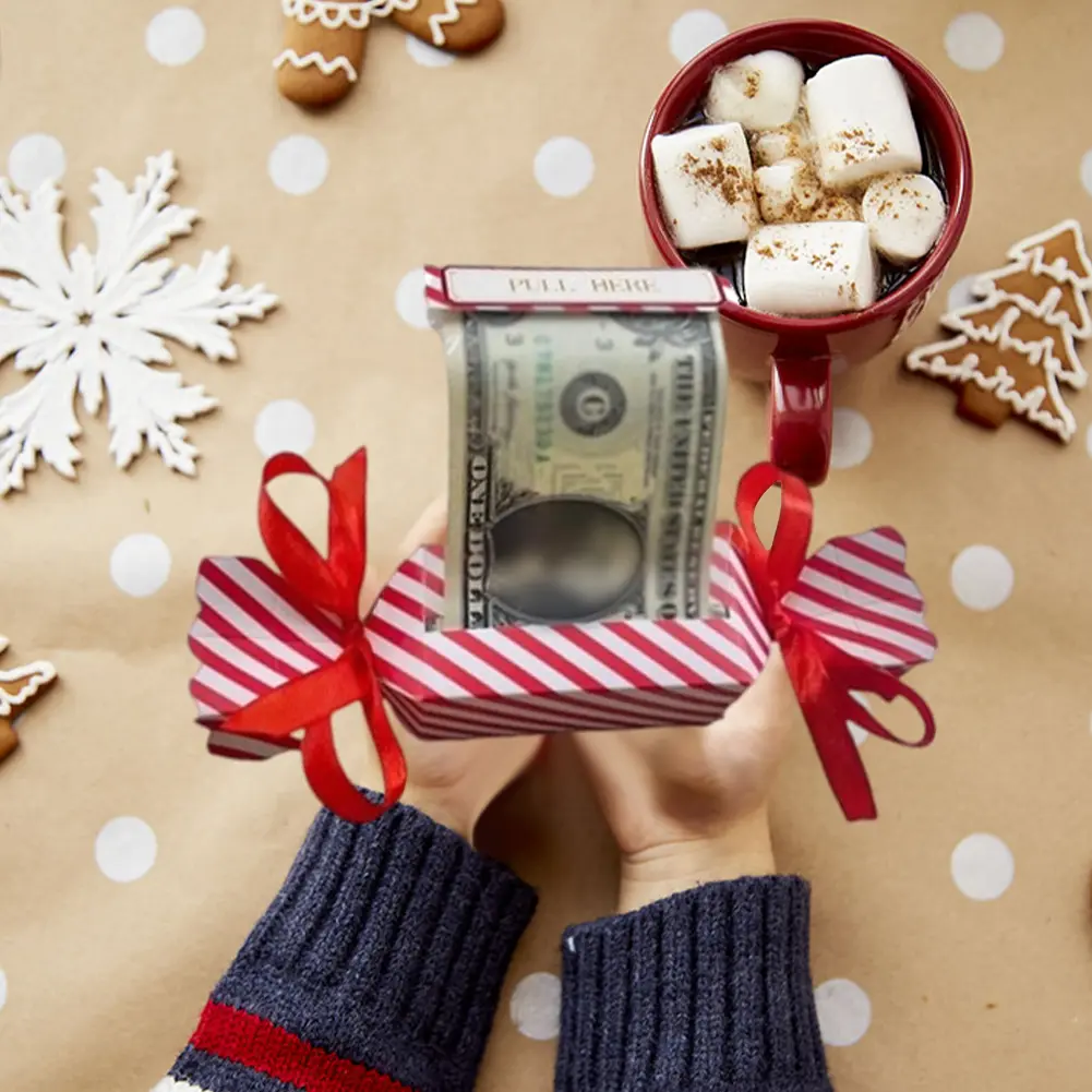 Christmas Cash Gift Pull Pouch DIY Party Gifts Money Box Money Gift Holder Birthday Money Box for Cash Gift Pull