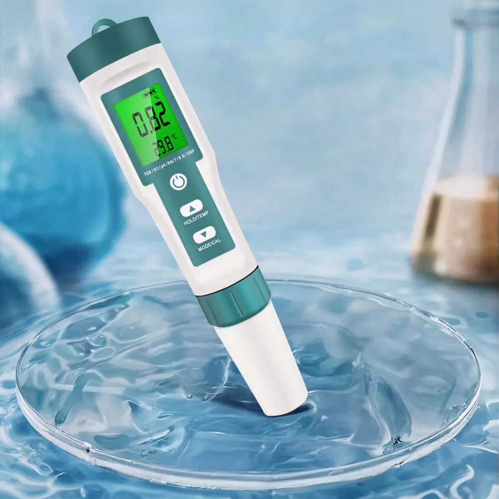 7 in 1 Digital Water Quality Tester Pen ORP PH TDS EC Meter TDS/EC/ORP/Salinity/SG/Temperature PH Meter for Saltwater Pool