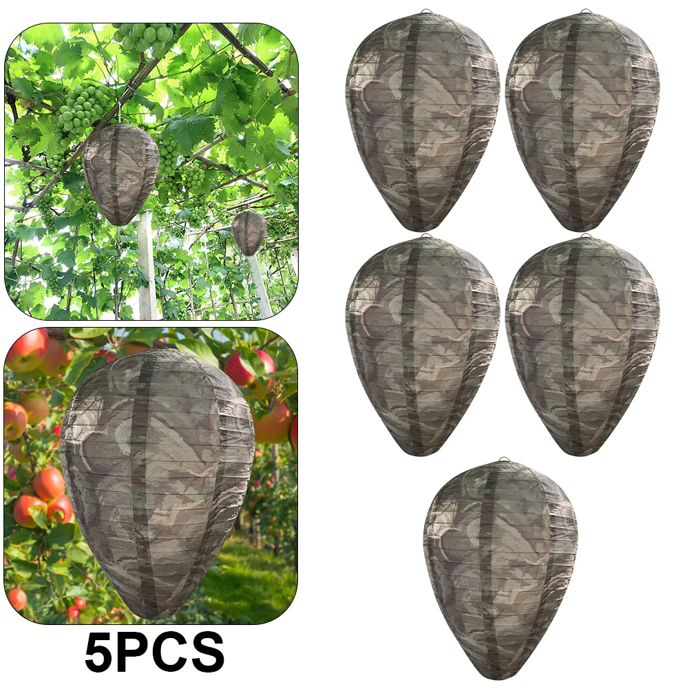 Hanging Fake Wasp Nest Decoy Waterproof Hornet Fly Catcher Insect Paper Drive Beehive Paper Lantern Hornets Repellent Traps