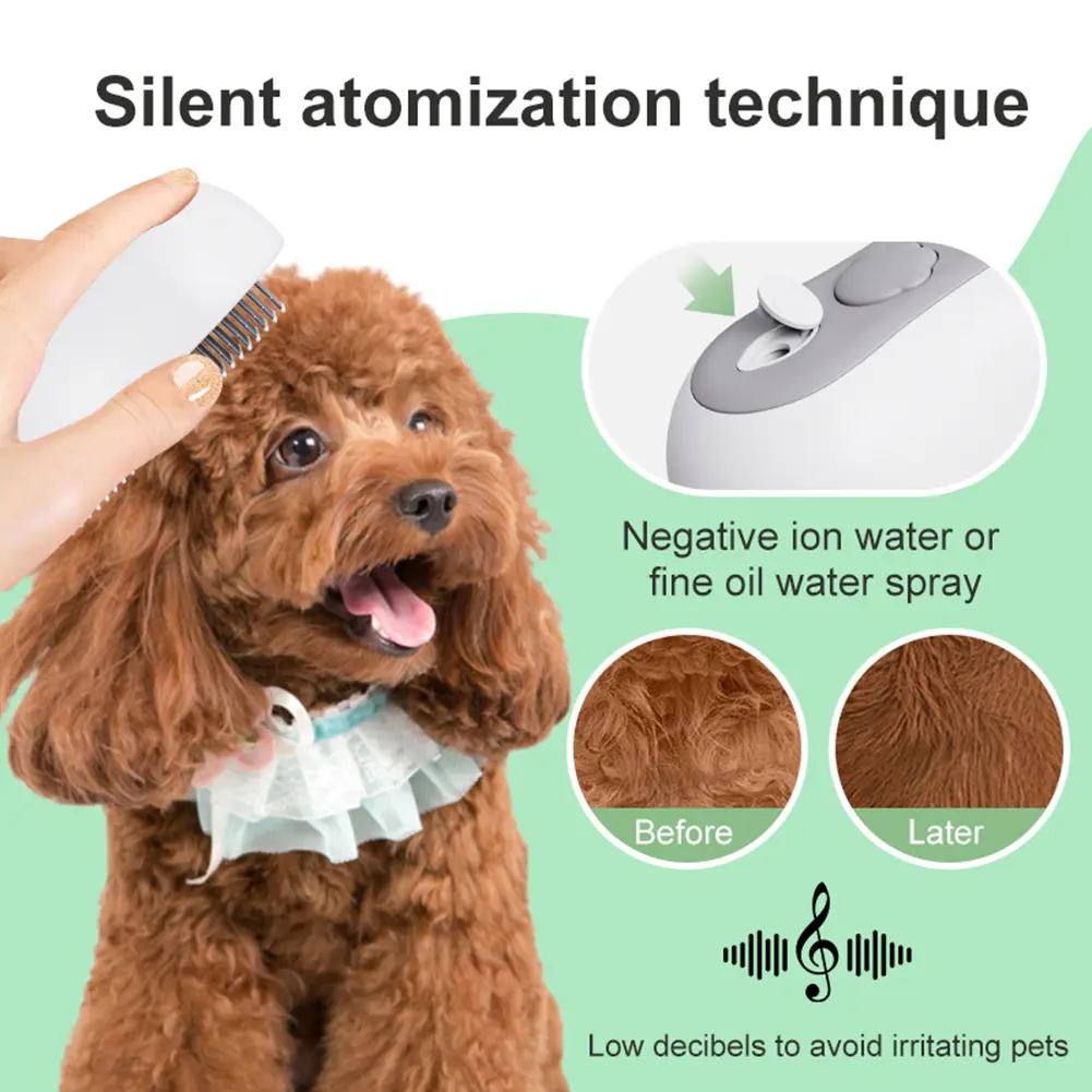 Cat Dog Steam Brush Steamer Brush Massage Comb Electric Spray Cat Hair Brushes Hair Removal Combs Cat Grooming Supplies