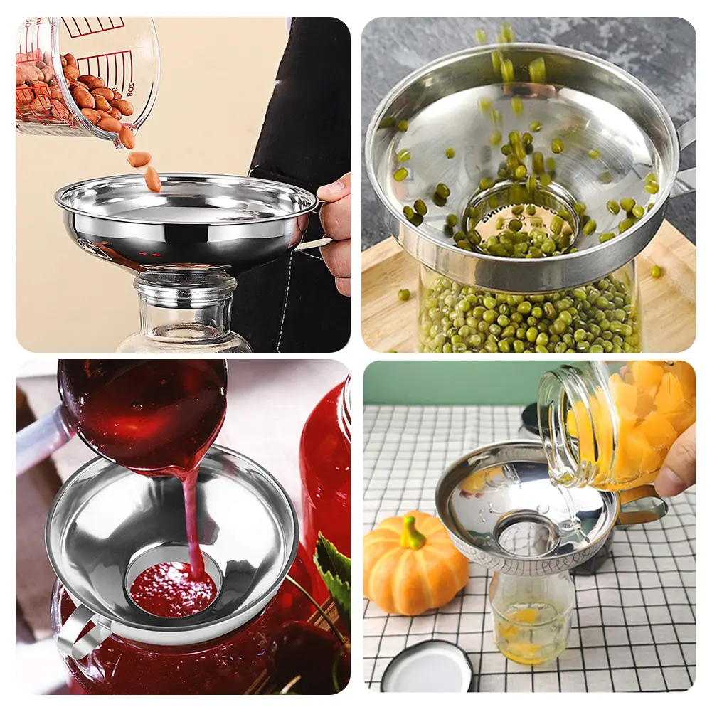 Stainless Steel Funnel Canning Funnel Dishwasher Safe Oil Pouring Tool Kitchen Funnel for Liquid Solid Dressing