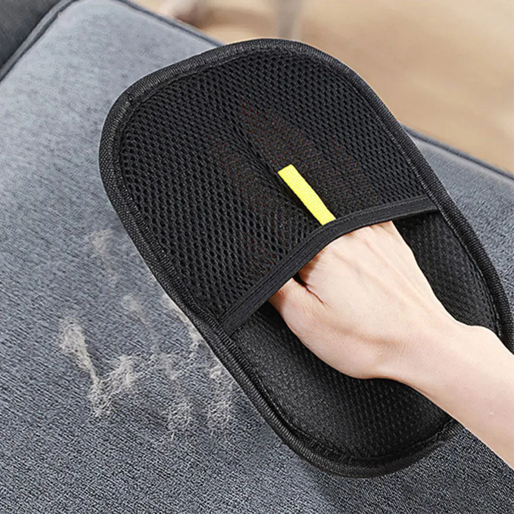 Pet Grooming Gloves Cats Hair Brush Pet Hair Removal Gloves Dual Brush Static-Free Cat Hair Cleaning Tool Hair Stripping Mitts