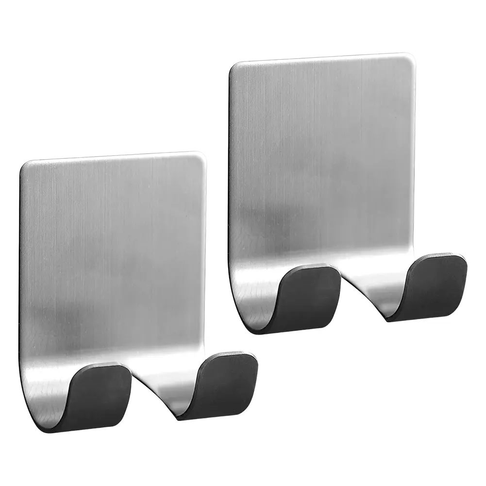 2PCS Razor Holder Self Adhesive Utility Storage Hook Waterproof Stainless Steel Shower Hook Stick on Razor Hanger for Robe Towel