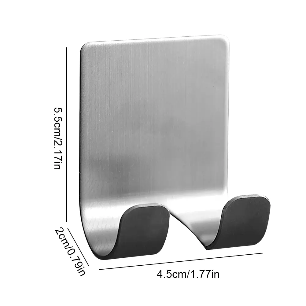 2PCS Razor Holder Self Adhesive Utility Storage Hook Waterproof Stainless Steel Shower Hook Stick on Razor Hanger for Robe Towel