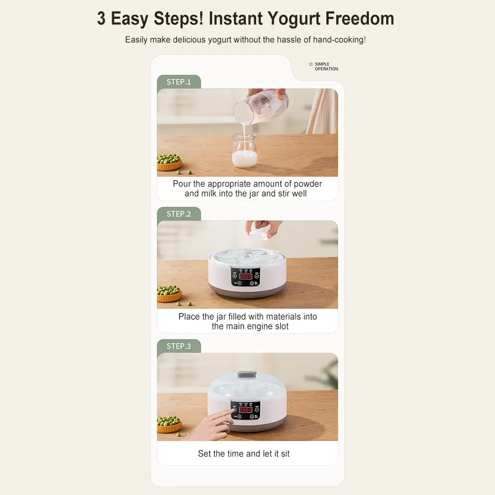 1.2L Automatic Yogurt Maker Constant Temperature Multi-Function Yogurt Machine Low Noise Wine Ferment Machine for Home Kitchen