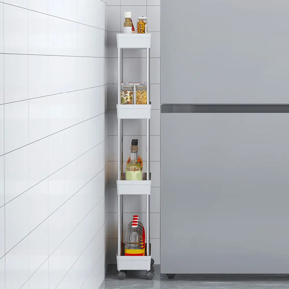Rolling Utility Cart Multi-purpose Bathroom Storage Rack Space-Saving Multi-Layer Trolley Rack for Bathroom Kitchen Living Room