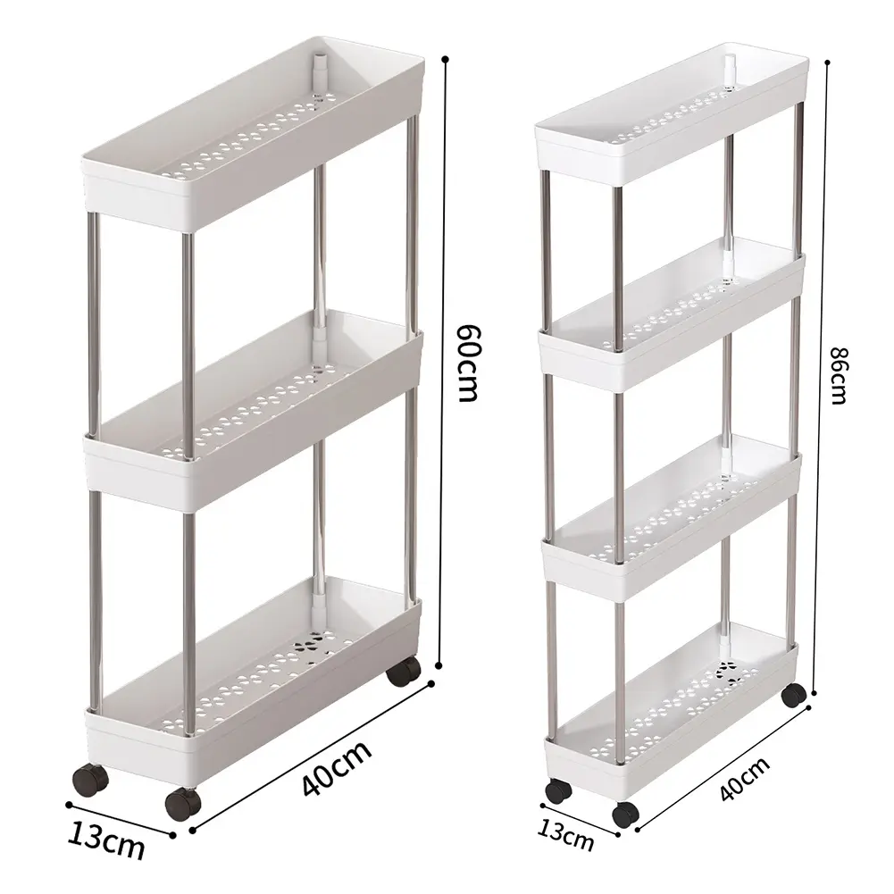 Rolling Utility Cart Multi-purpose Bathroom Storage Rack Space-Saving Multi-Layer Trolley Rack for Bathroom Kitchen Living Room