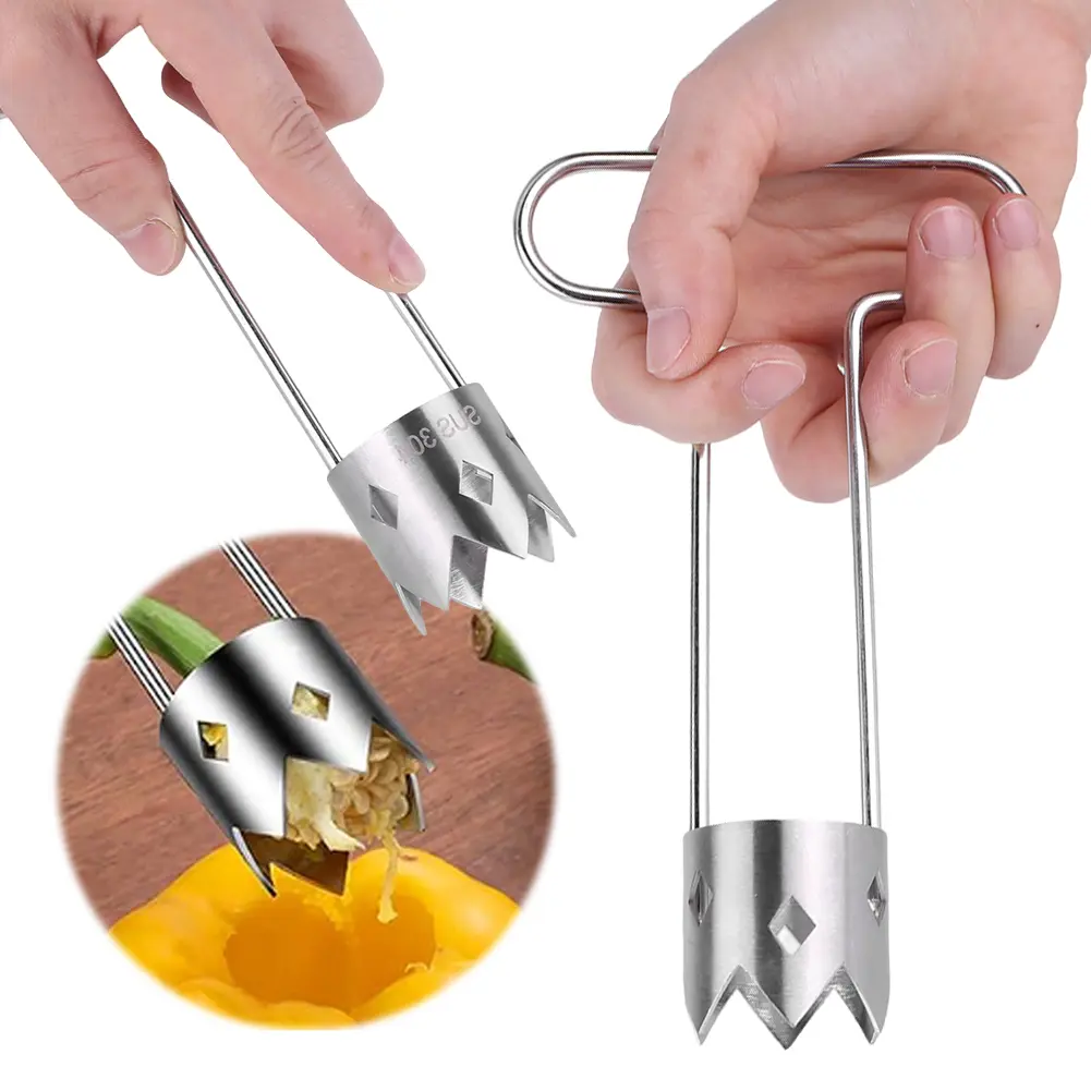 Red Bell Pepper Seed Corer Stainless Steel Pepper Corer Seed Remover Tool Fruit Core Remover Fruit and Vegetable Corer Tool