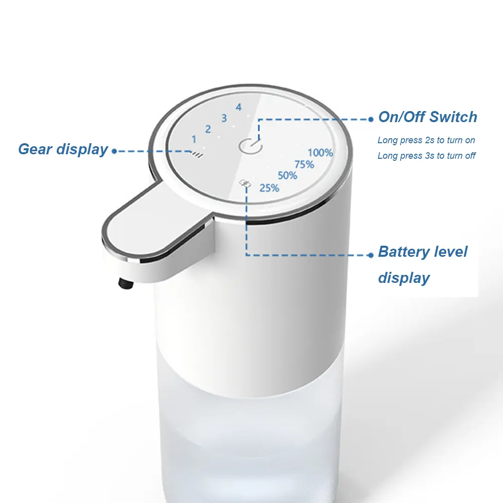 400ML Infrared Liquid Soap Dispenser Waterproof Liquid Hand Soap Dispenser Pump Large Capacity Rechargeable for Bathroom Kitchen