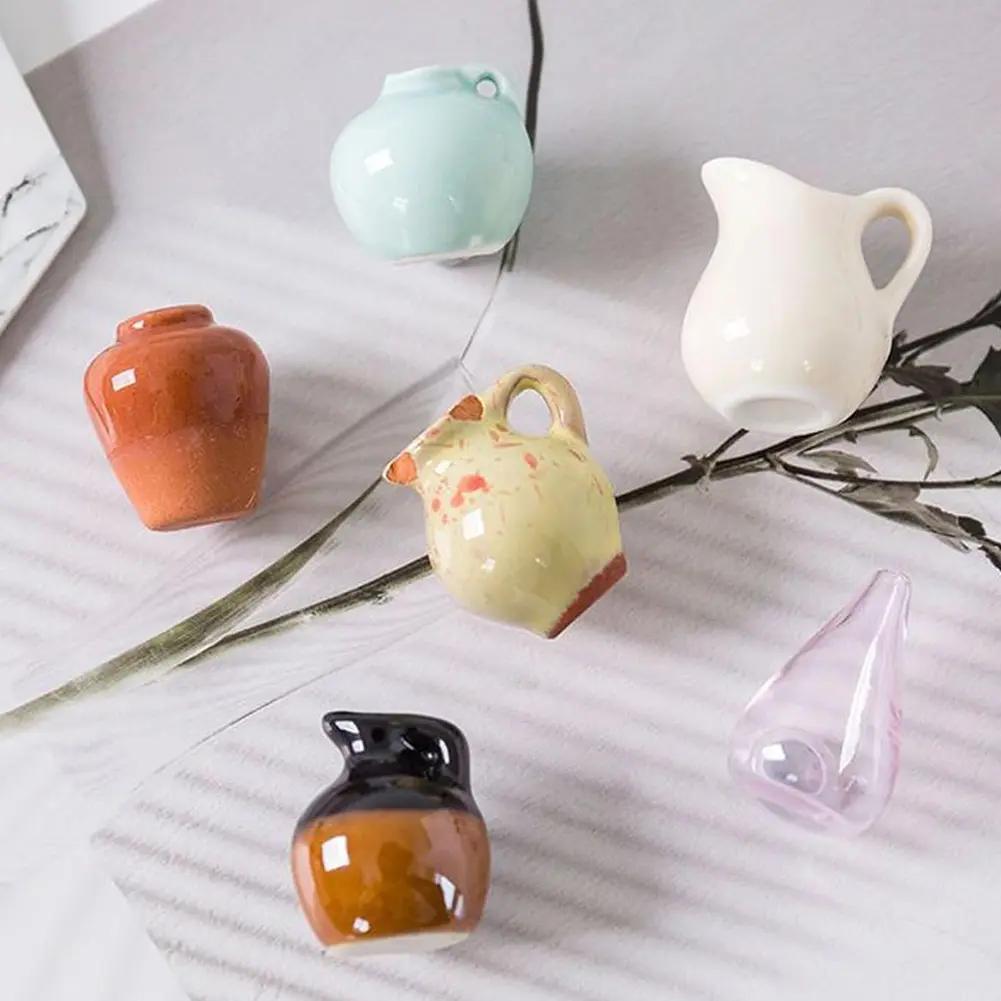 Mini Ceramic Vase Magnet Small Vase Refrigerator Sticker Decoration Flower Cute Fridge Magnet for Home Refrigerator Decoration