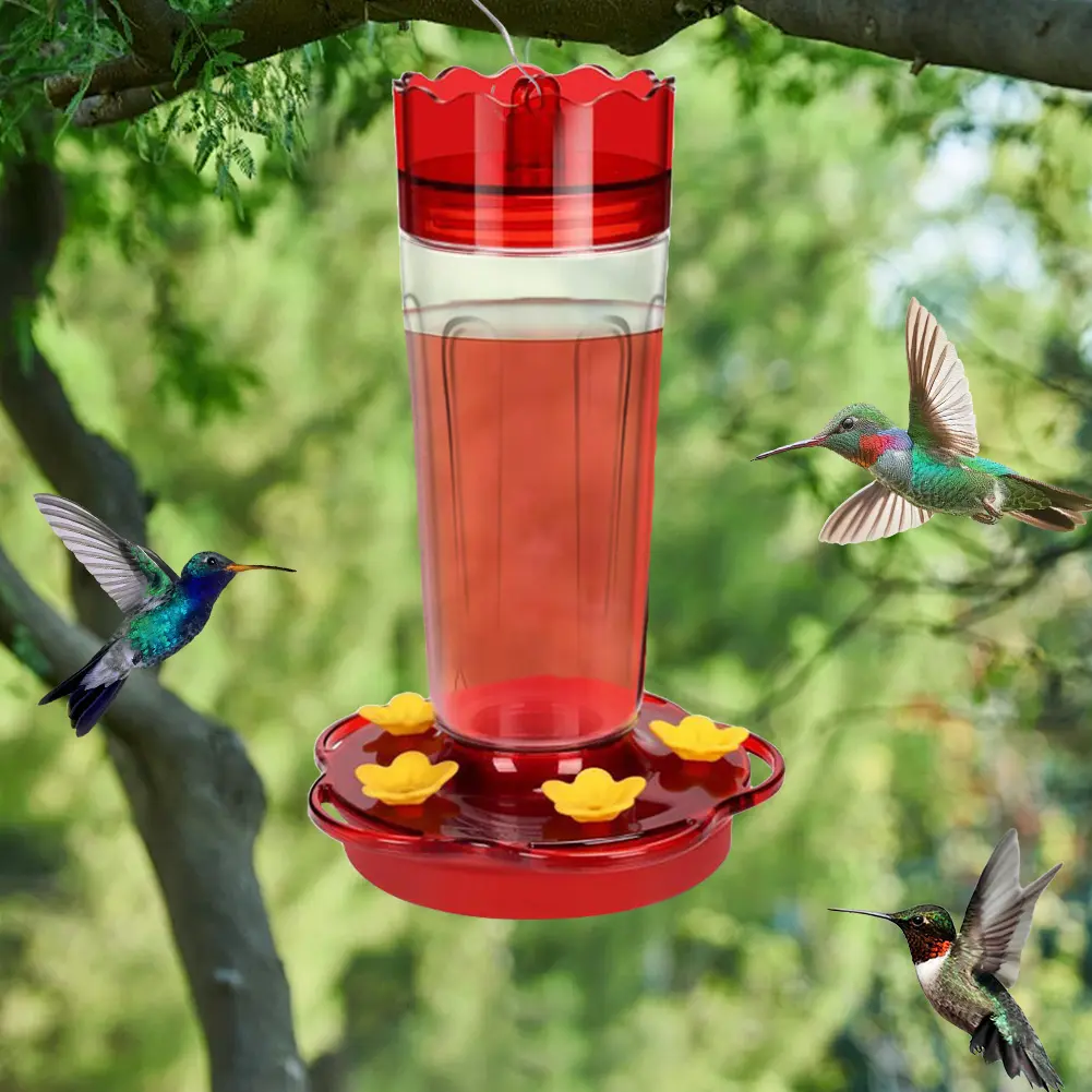 Hummingbird Feeder Ant and Bee Proof Bird Feeder with 5 Feeding Ports Wild Bird Feeder for Outdoors Hanging