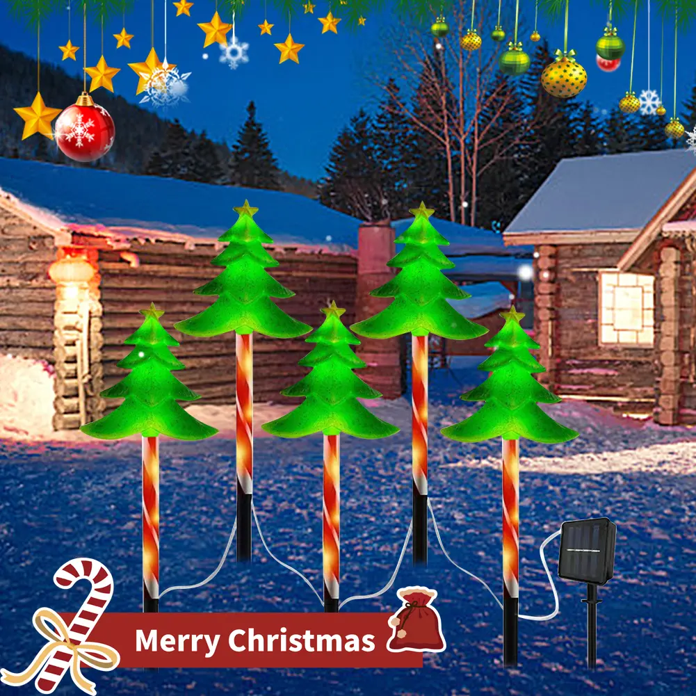Santa Claus Solar Powered Stakes Light IP65 Waterproof Garden Light 8 Light Modes Outdoor Patio Lights for Walkway Patio Garden