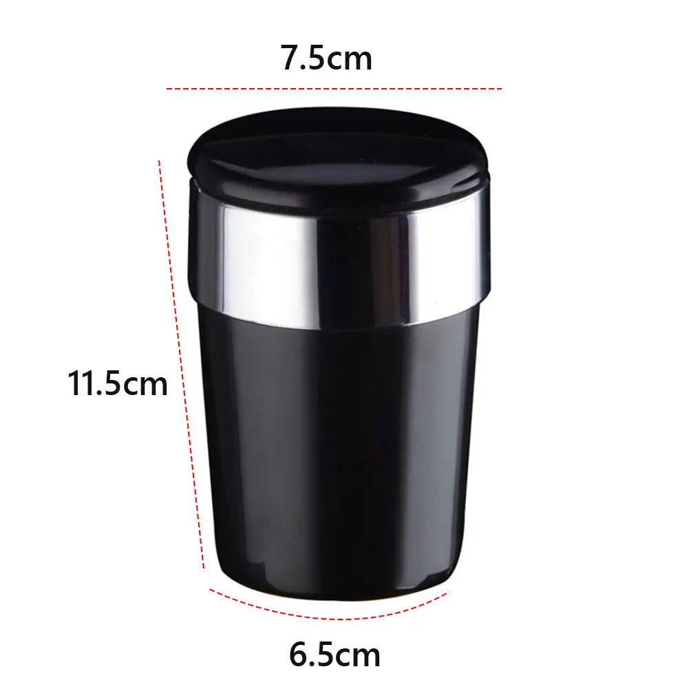 Car Ashtray with Lid Portable Ash Tray with LED Light Mini Car Trash Can Smell Proof with Double Smoke Hole for Outdoor Travel