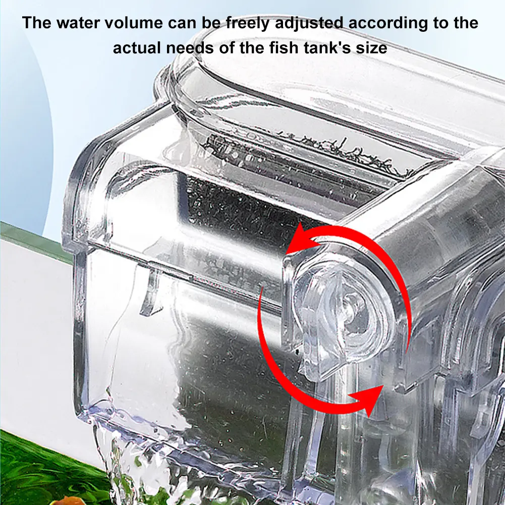 Fish Tank Suspended Filter Water Purifier Adjustable Water Flow Aquarium Hang On Filter USB Plug In Fish Tank Accessories