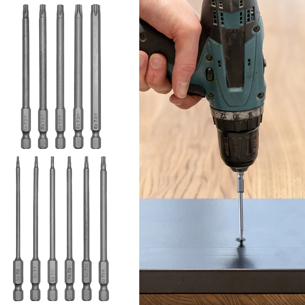 11 PCS Torx Security Bit Set Magnetic Security Screwdriver Set 1/4 Inch Hex Shank Torx Screwdriver Bits Set Screwdriver Head