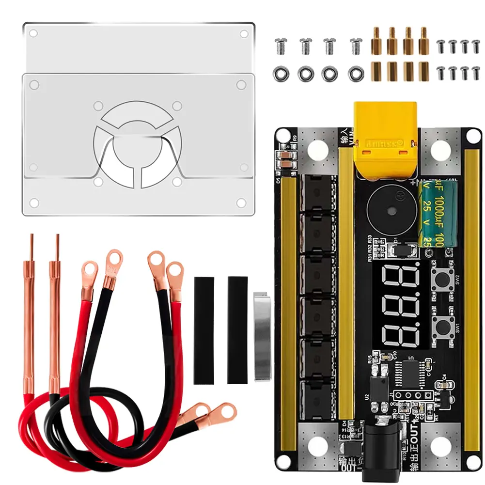 GX591 Spot Welder Control Board Digital Tube Display 12V Lithium Battery Control Board Kit 99 Gears Adjustable for 18650 Battery