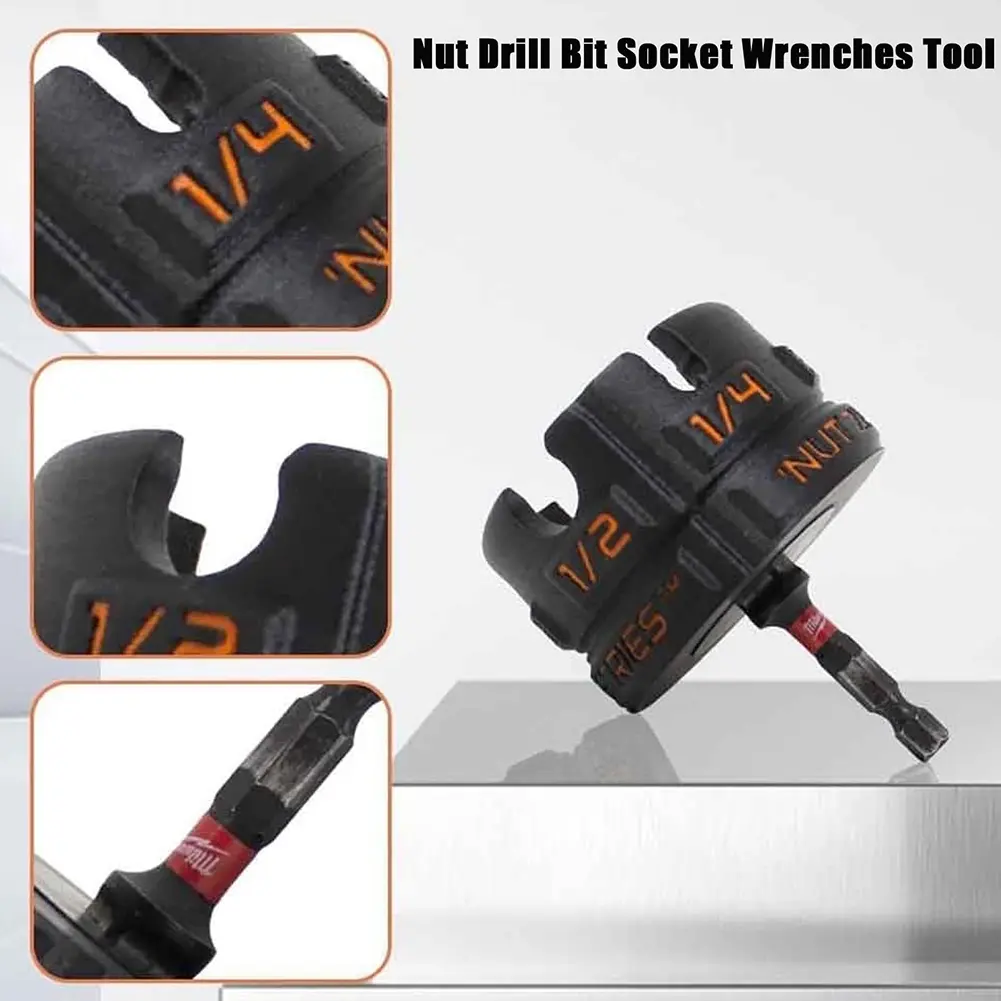 Nut Zip Drill Attachment Multifunction Nut Drill Bit Socket Hex Shank Nut Driver Extractor for Fast Nut and Bolt Removal