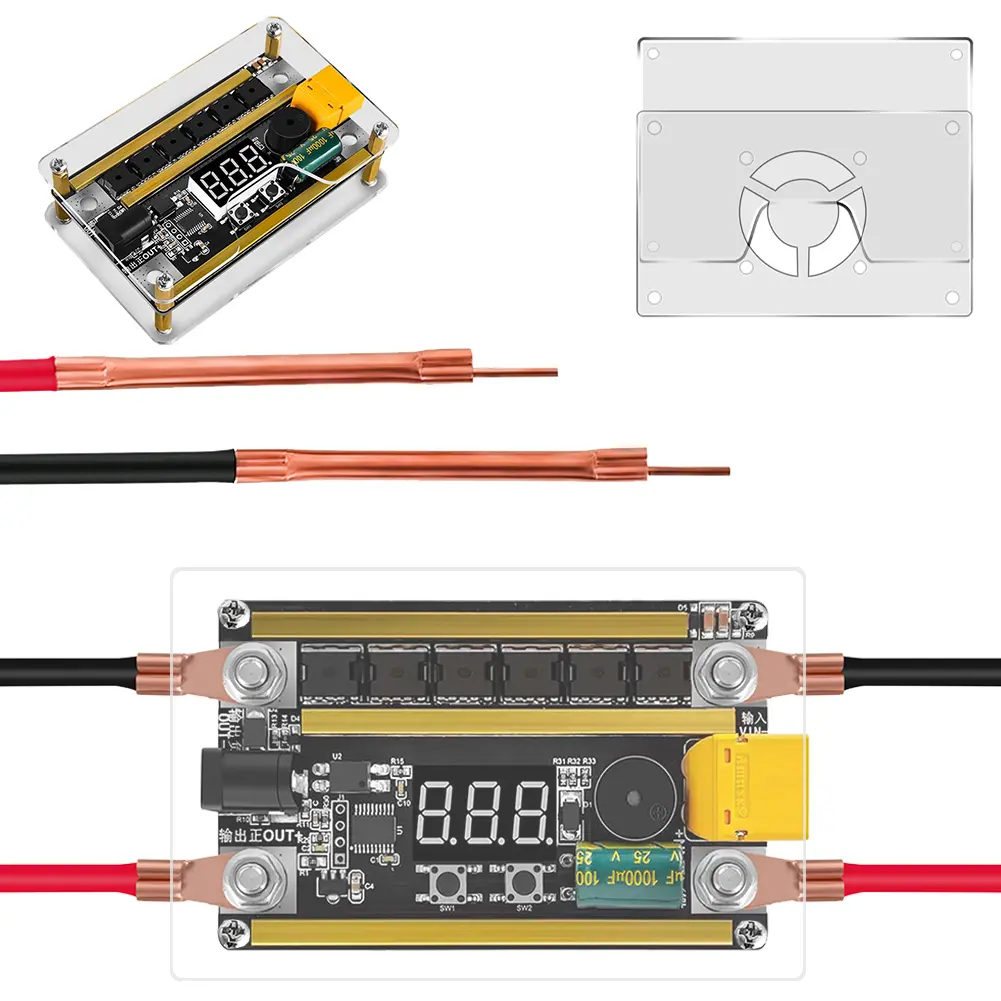 GX591 Spot Welder Control Board Digital Tube Display 12V Lithium Battery Control Board Kit 99 Gears Adjustable for 18650 Battery