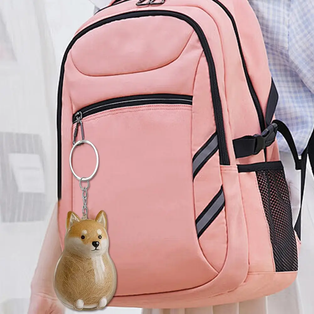 Pet Hair Storage Box Keychain Transparent Keepsake Container for Dog Fur DIY Decoration Keyring Jewelry Souvenir Collection Gift