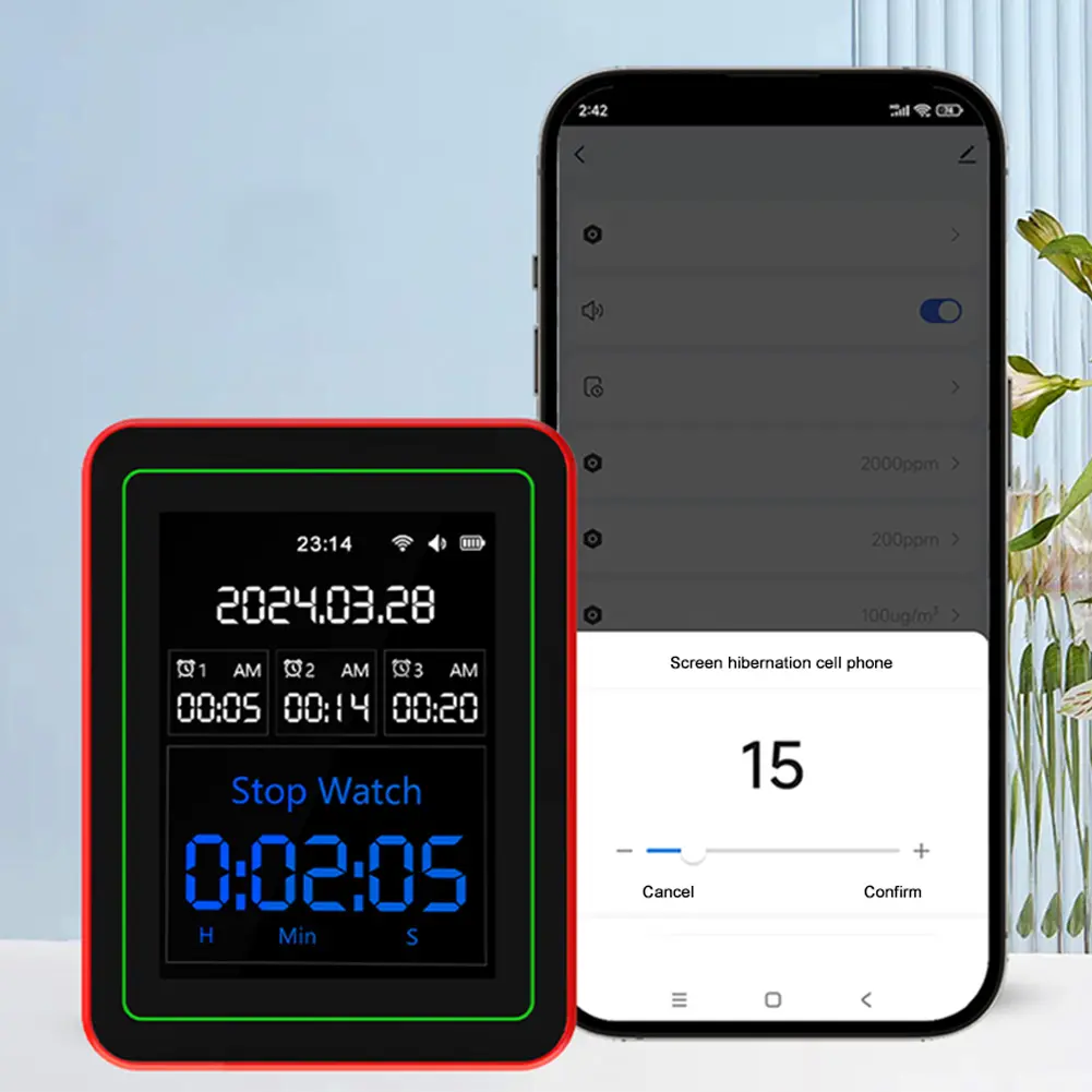 Tuya WiFi 15-in-1 Indoor Air Quality Monitor TFT Display Household CO CO2 TVOC HCHO Tester APP Control Multifunctional Clock